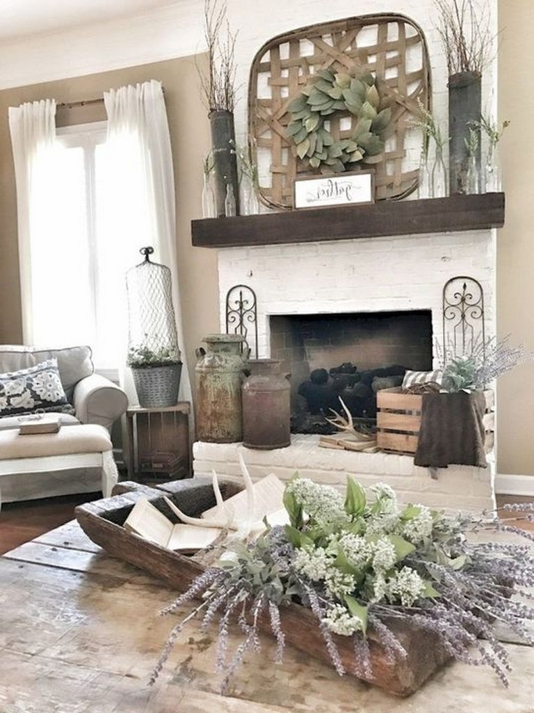 41+ Best Rustic Farmhouse Fireplace Ideas For Your Living ...